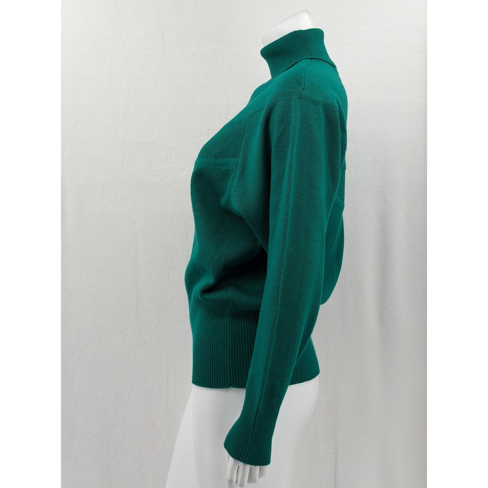 Vintage Meister Sweater Womens Medium Jade Green‎ Knit Turtleneck Wool Blend 80s - Picture 4 of 9